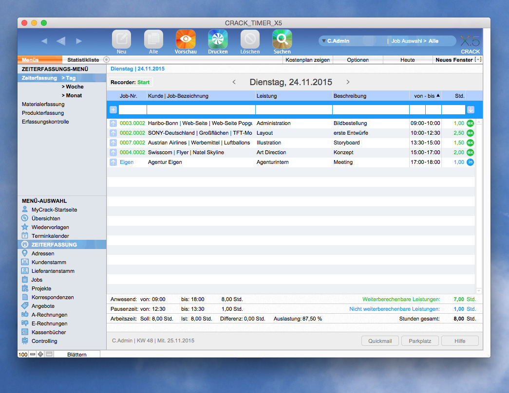 AGENTURSOFTWARE | Zeiterfassung