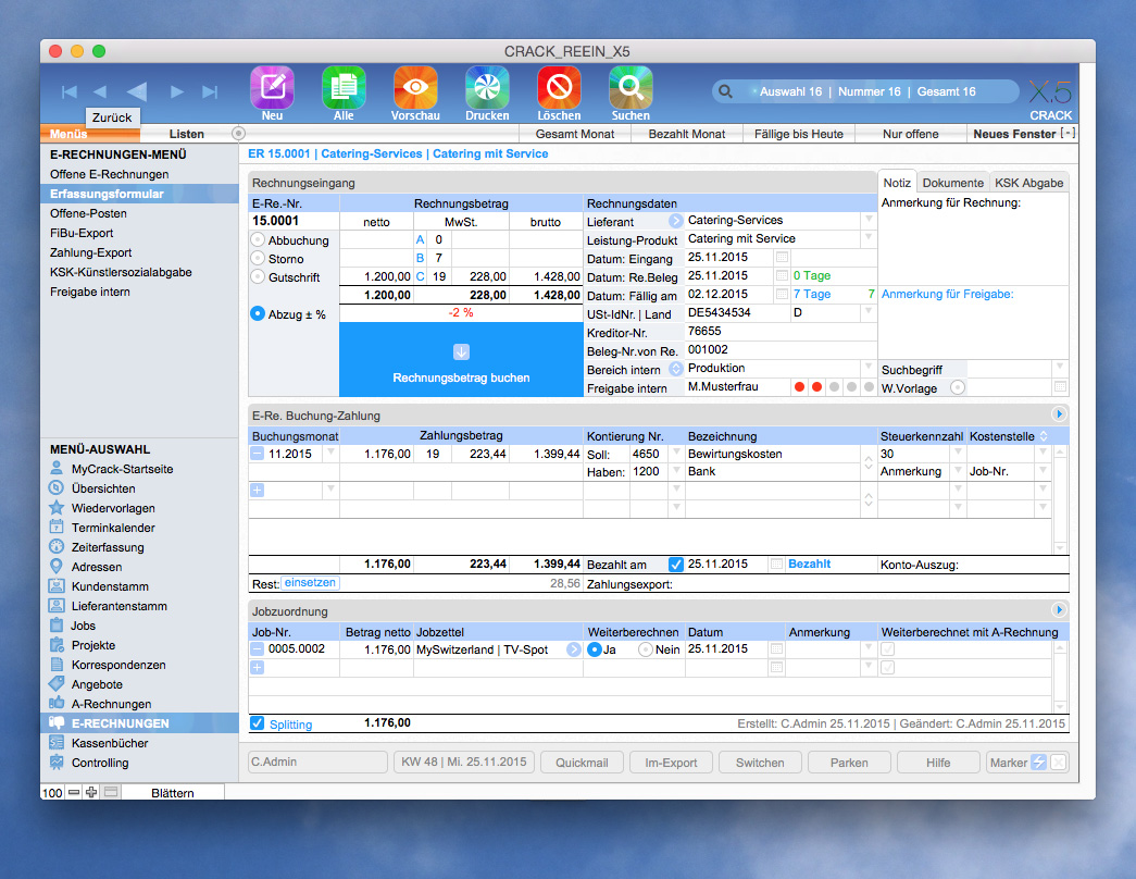 AGENTURSOFTWARE | Rechnungseingang