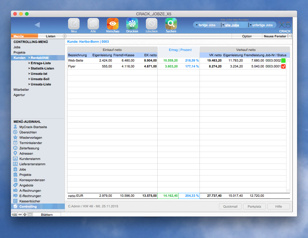 AGENTURSOFTWARE | Kundenauswertung